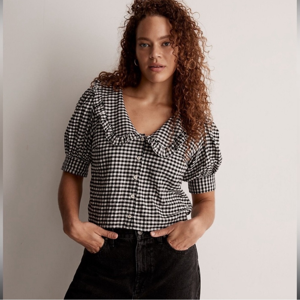 Madewell flannel gingham top small
